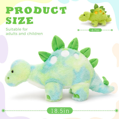 Karister Dinosaur Stuffed Animal,Dinosaur Plush Toys for Girls,Cute Dino Plushies,Mommy Dinosaurs,3 Baby & 2 Eggs Gifts Kids Boys Christmas Easter Birthday Children's Day (Night-Glowing Stegosaurus)