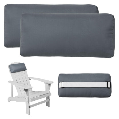 Rasugarlary Headrest Pillow for Patio Chaise Lounge Chair, Outdoor Chaise Pillows with Adjustable Elastic Stripe Head Resting Pillows for Recliner Office Chair, Dark-Gray 2 Pack