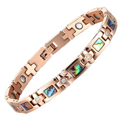 MagEnergy Magnetic Bracelet for Women, Titanium Steel Strength Magnetic Bracelet with Sizing Tool, Adjustable Jewelry Gifts (Rose Gold)