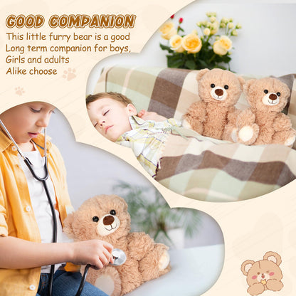 Jenaai 8 Pcs 10 Inch Bear Stuffed Animals Bulk Cute Baby Shower Small Plush Bears Party Favors for Baby Shower Wedding Birthday Graduation Centerpiece Decoration(Stylish,Light Brown)
