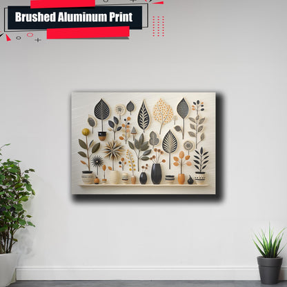 Scandinavian Folk Art, Black and Beige Abstract Botanical Wall Art for Scandinavian Home Decor, poster Prints, Home Decor