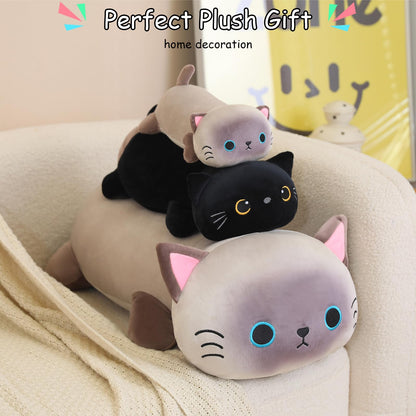 SQEQE Weighted Siamese Cat Plush, Weighted Siamese Cat Stuffed Animal, Cute Plushies Soft Pillow Toy Gift for Kids Adults 23.6 Inch, 3.1 Lbs