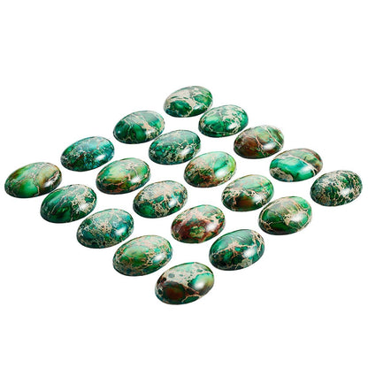 rockcloud 18x25mm Oval Cabochon Flatback Semi-precious Stones Sea Sediment Jasper for Jewelry Making Pack of 5