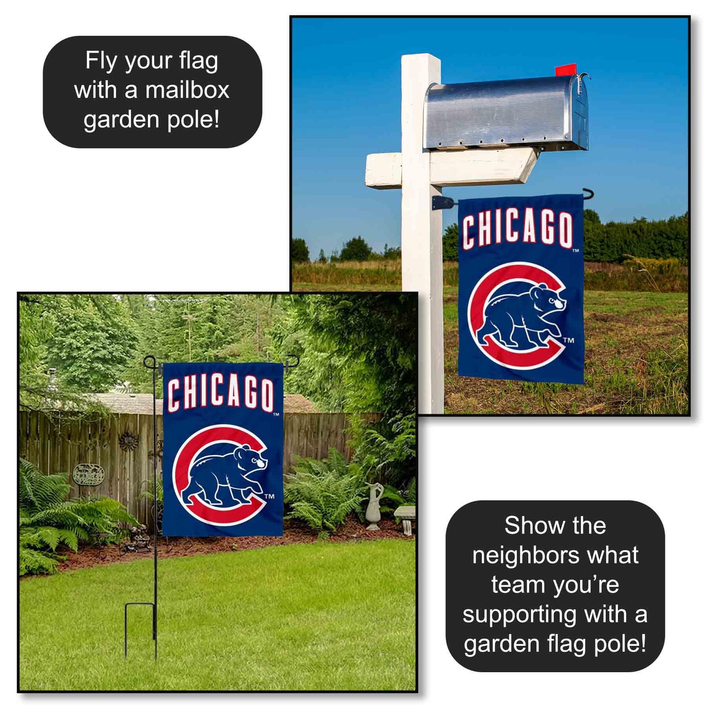 Chicago Baseball Team Walking Bear Double Sided Garden Flag