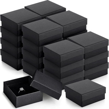 Kenning 24 Packs Necklace Boxes Bulk Black Velvet Jewelry Gift Boxes Small Cardboard Earring Ring Case with Cushion(Cardboard)