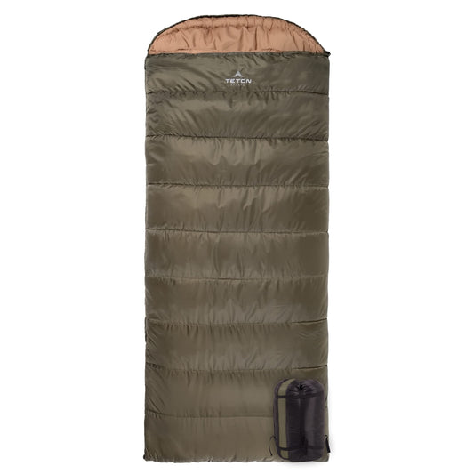 Teton Celsius XL 0F Sleeping Bag; Great for Family Camping; Free Compression Sack, Green, 90-Inchx 36-Inch, Left Zip
