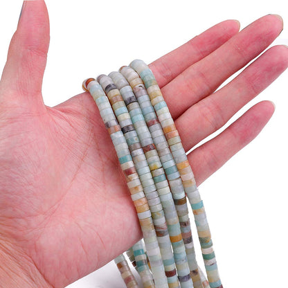 BEADIA Natural Amazonite Spacer Beads Caps Loose Semi Gemstone for Beading Jewelry Making 6mmx3mm 38cm