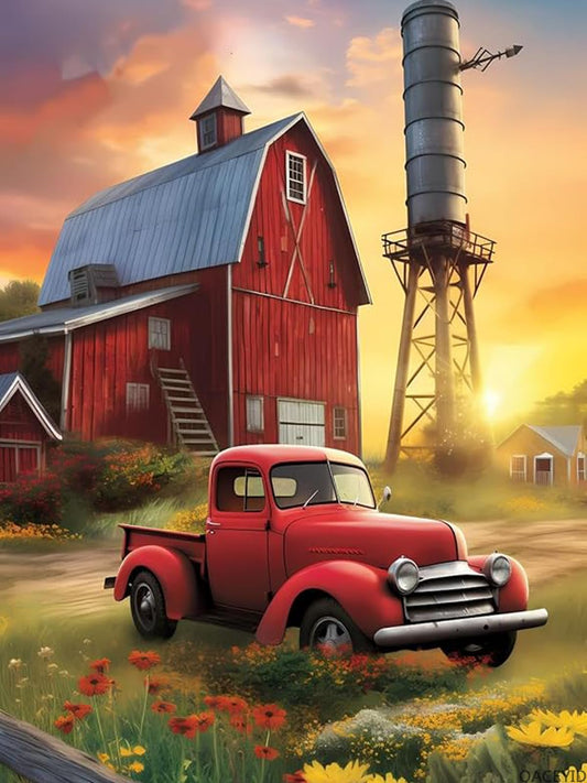 QACEYID Diamond Painting for Adults 5D The Farm Cottage Full Drill Diamond Art Kit DIY Farm Cottage Gem Painting Set Bedroom Living Room Wall Decor Gifts 12x16 inch