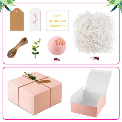 49pcs Bridesmaid Gifts Set Of 4 Pink， Maid of Honor Proposal Box Gift,Scented Candle Salt Ball Makeup Bag Rectangular Hair Clip Bridesmaids Scrunchies Knot Bracelet Bridal Shower Wedding Party