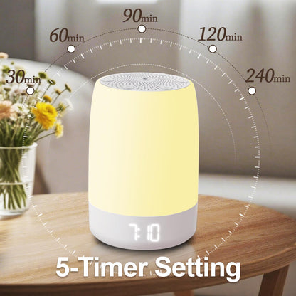 Reajoy White Noise Machine Alarm Clock for Baby Adults Kids with 32 Soothing Sounds 8 Colors Rainbow Breathing Light，Toddler Sleep Trainer with Timer, App Remote Control，Bluetooth Playback for Bedroom