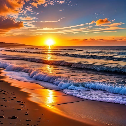 BYGFHLYW 5D Diamond Painting Kits for Adults Beginner, Sunset Landscape BeachDiamond Art Kits for Adults, Full Drill Round Gem Art Paint by Diamonds Dots Crafts Kits for Home Wall Decor 13.7x13.7inch