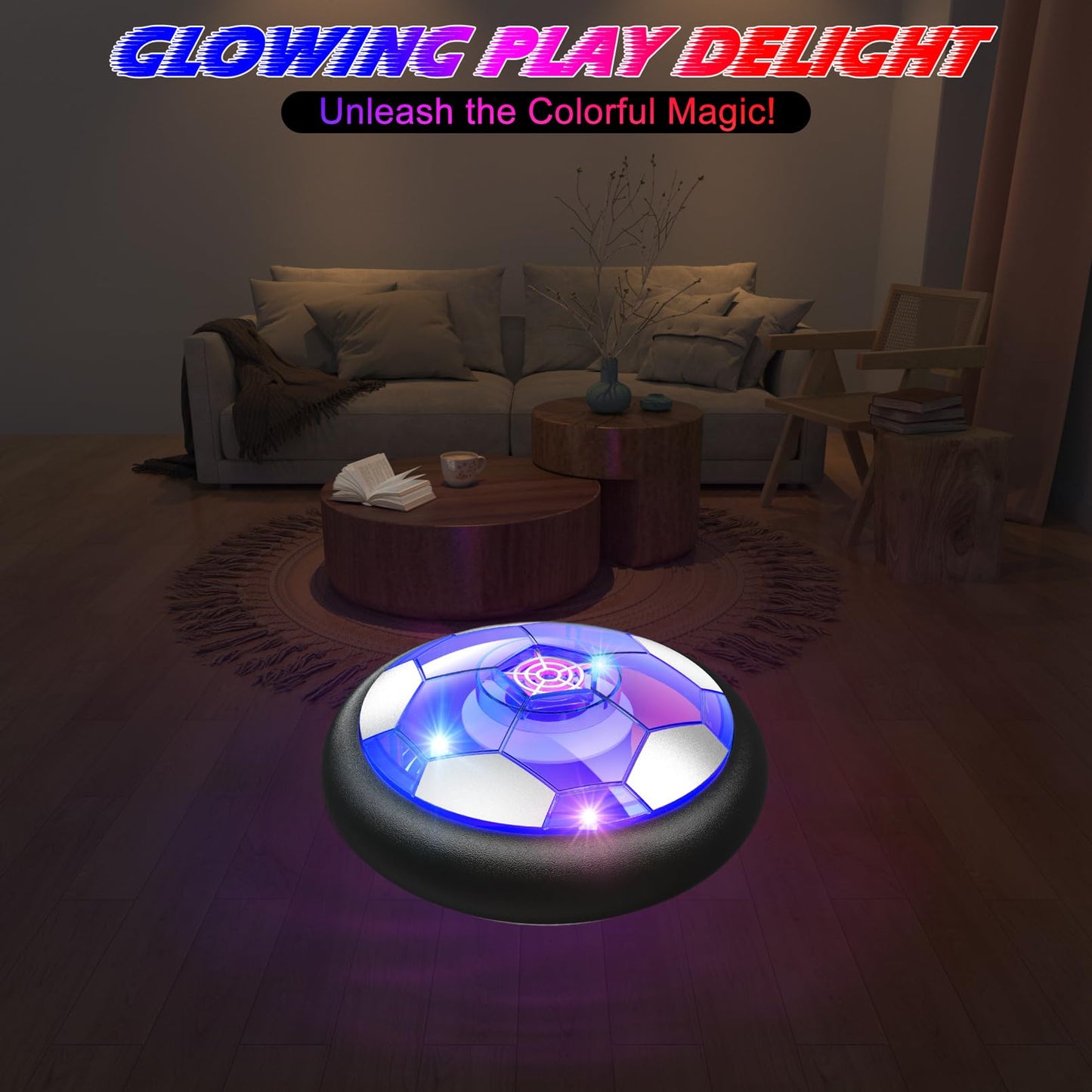 Hover Soccer Ball Kids Toys for Boys Girls Ages 3 4 5 6 7 8-12, Rechargeable Hover Ball with Colorful LED Lights and Protective Foam, Air Power for Soccer Game Indoor