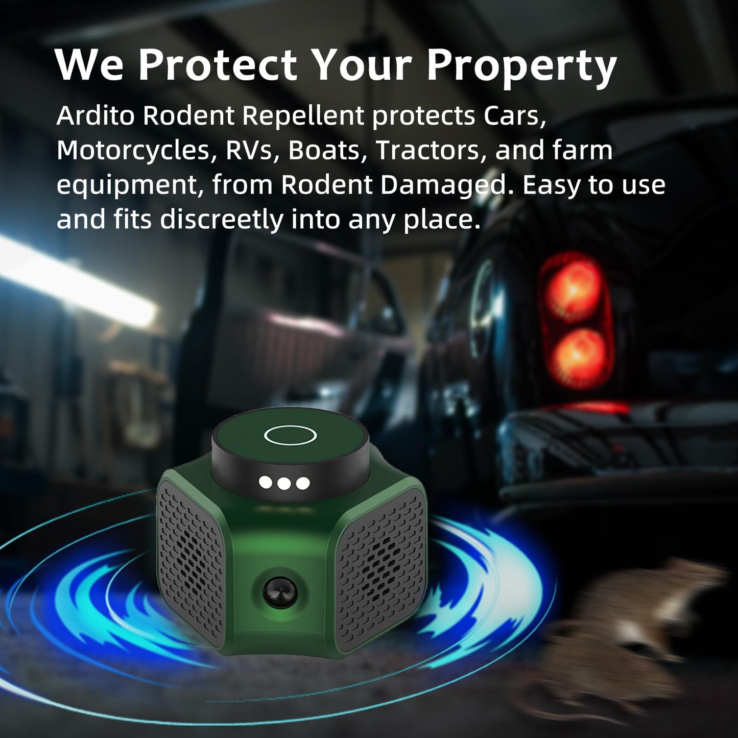 Ultrasonic Mouse Repellent Plug-in – Indoor Rodent Deterrent with 3 Modes & LED Strobe Lights, Mice Rat Squirrel Control for Attic, Garage, Basement (Green)