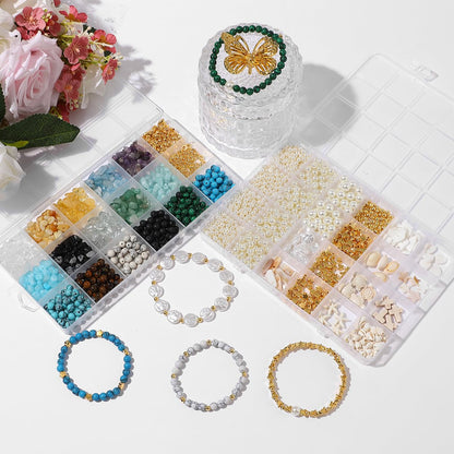 2100Pcs Jewelry Making Kit for Adults Women with Pearl Bead Crystal Beads Shell & Turquoise, 20 Colors Beads with Gold Bead Beading Kit for Bracelets, Necklace, Ring DIY Crafts Jewelry Making Kit