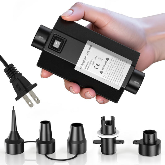 Fumxi Electric Air Pump for Inflatables Pool Toys: Compact Size AC110-120V, Quick-Fill Inflator Deflator for Air Mattress Beds, Tanning Pool Float, Boats 5 Nozzles 2.0PSI, 200W