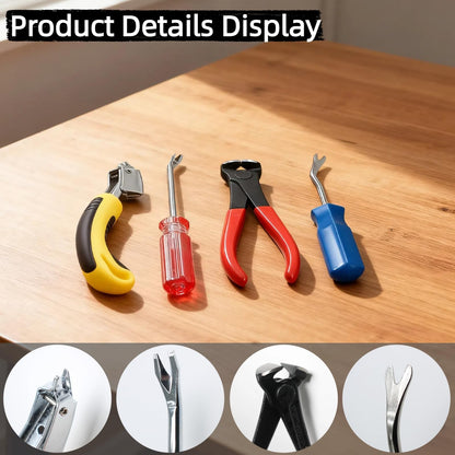 4 Pcs Fors Upholstery Staple Remover Tack Puller Nail Remover Tool Set Nail Puller Plier, Staple Puller, Tack Lifter, Fastener Remover, for Furniture Floor Wall Wooden Case Car Photo Frame