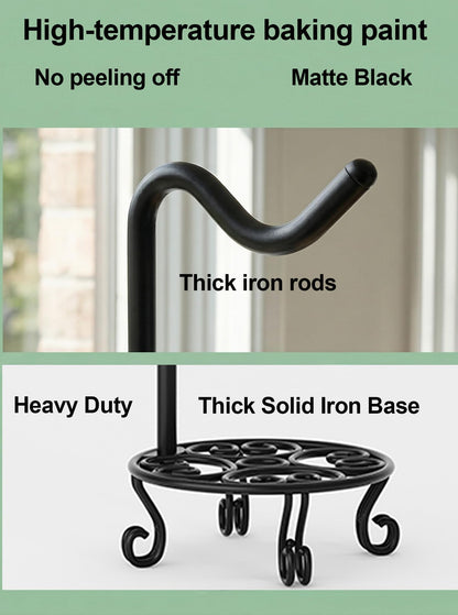 iLTreFlo 75'' Tall Shepherd's Hook with Heavy Duty Base,Adjustable Height 28 to 74 Inches, Stable Outdoor Garden Hook for Hanging Planters, Bird Feeders, Wind Chimes, Lanterns, Indoor & Outdoor Decor