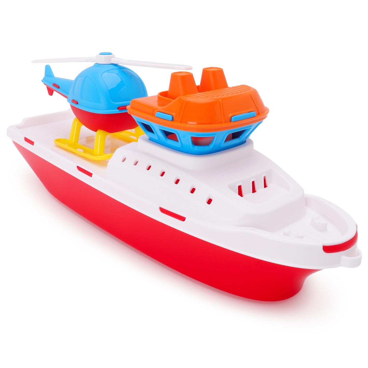 Toyland® 17" Floating Tugboat Bathtub & Pool Toy for Toddlers – Water Boat with Removable Helicopter, Durable Non-Toxic Kids Water Toy for Bath Time, Pool & Outdoor Play (Ages 2+)