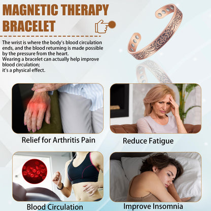 EnerCoppeX Copper Magnetic Bracelet for Women - Detox Jewelry with 3500 Gauss Magnet, Adjustable Cuff Bangle (K)