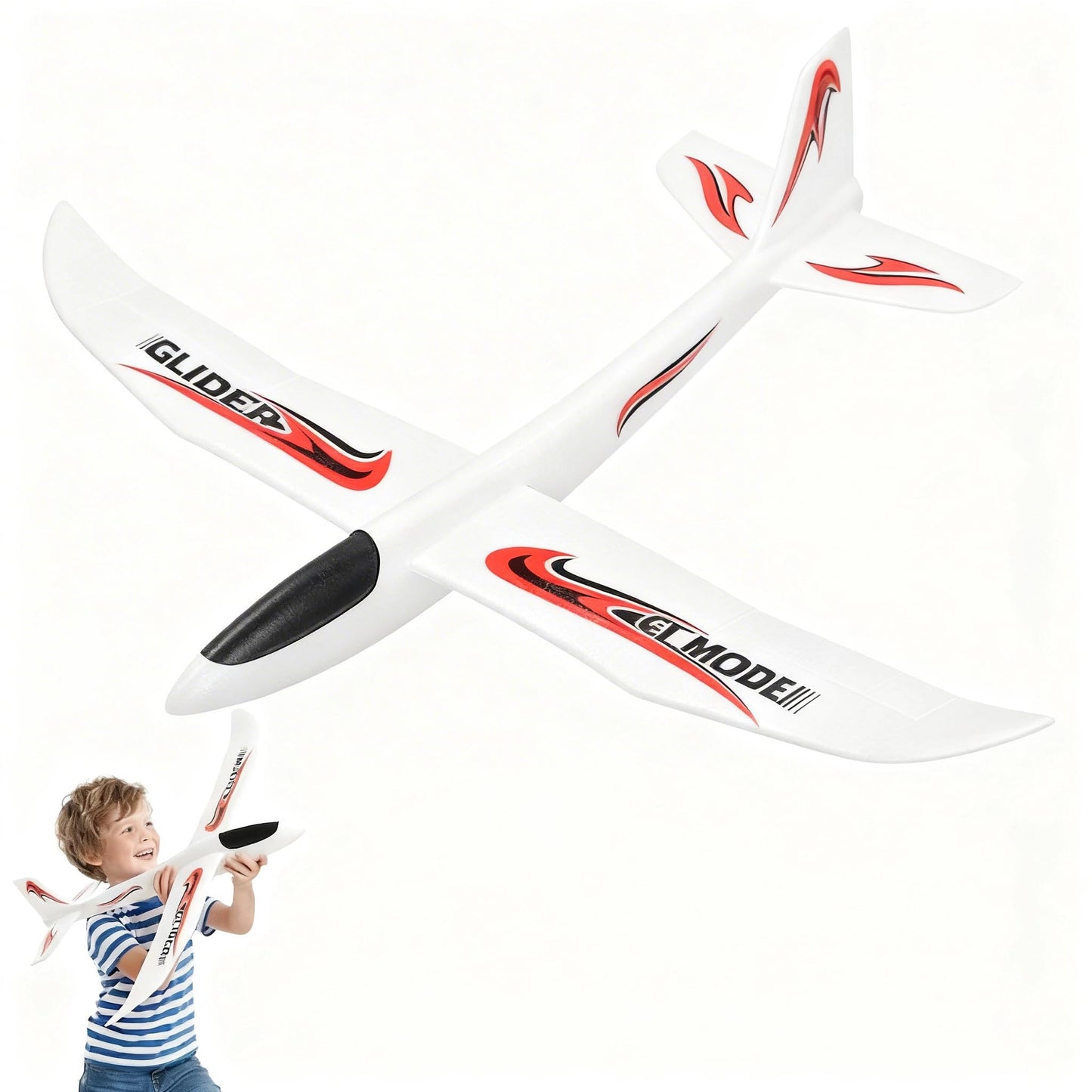 NUOBESTY Airplane Toy, 39" Large Throwing Glider Plane 2 Flight Modes Foam Glider Airplane for Kids Flying Plane Toys for Boys, Girls to Play Outdoors, Party Favors