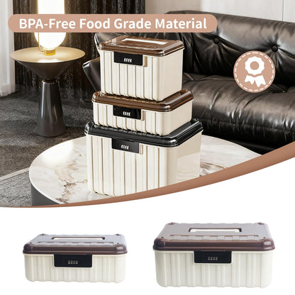 Lock Storage Box - Medicine Secure First Aid Organizer Box Safe with Combination Code for Cash Money Key Phone Snack Home Fridge Office Travel Storage Gifts - Brown - Small