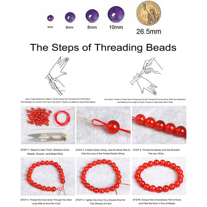 10mm Terahertz Round Bead - 35PCS Bulk Gemstone Beads for Jewelry Making, DIY Bracelets, Necklaces - Includes Crystal Stretch Cord - Stone Beads for Crafting Gifts