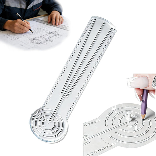 MIUPOO 3 in 1 Clear Acrylic Mandala Tool Ruler,Mandala Dot Art Circle Maker,Ruler Tool Holes,Geometric Drawing Stencil,Geometric Art Painting Ruler with Measuring Marks,1Piece.