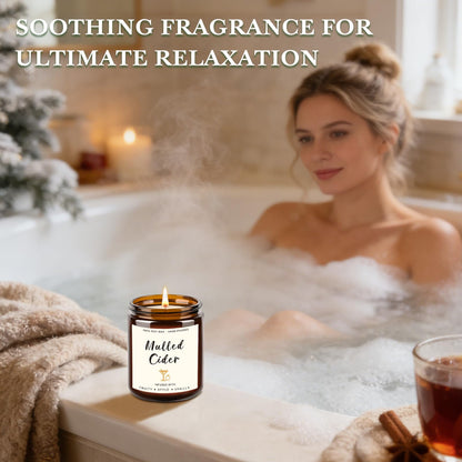 4 Pack Candles for Home Scented, 28oz Soy Candle Set, Scented Candles with Apple Cinnamon, Fir Balsam, Mulled Cider, Sandalwood – Holiday Candle Gifts for Women, Mothers, Galentines Day & Cozy Nights