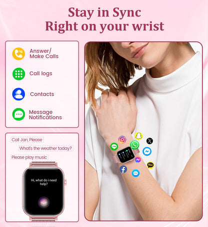 1.83'' Smart Watch for Women with Bluetooth Call (Answer/Dial), Activity Fitness Tracker with 100+ Sport Modes Heart Rate/Sleep Monitor Pedometer, Women Smartwatches Compatible Android Phone iPhone