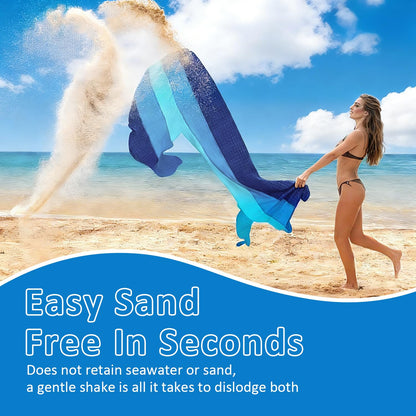 PLACHIDAY Beach Blanket Sandproof - Extra Large Beach Mat Waterproof Sand Free Mat, Quick Drying Durable Camping Blanket for Outdoor Picnic, Travel, Camping, Hiking - 79''x83'' with Stakes & Hook