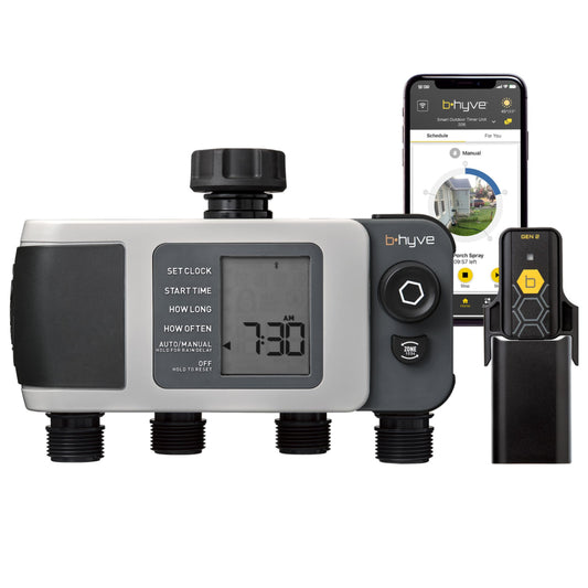 Orbit B-hyve XD 4-Port Smart Hose Watering Timer with Wi-Fi Hub - App Controlled Irrigation Timer - Smart WeatherSense Auto Watering - Multi Valve Yard Irrigation System - 24639