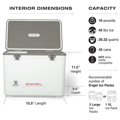 Engel UC30 30qt Leak-Proof, Air Tight, Drybox Cooler and Hard Shell Lunchbox for Men and Women in Camo