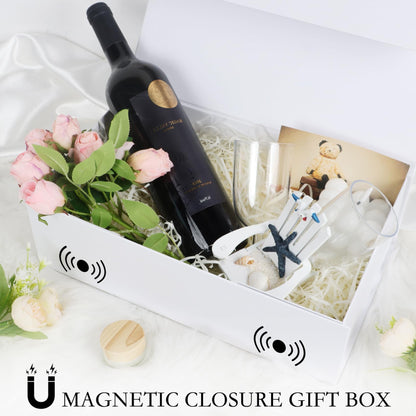 LFBOX White Gift Box with Magnetic Lids 13.8x8.3x4.4 in, Large Bridesmaid Groomsman Proposal Boxes 5 Pack, Collapsible Rectangle Storage Box