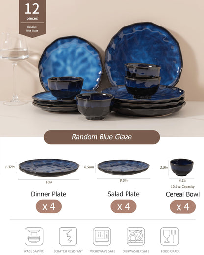 YIZERN Dinnerware sets plates and bowls sets modern plates,Ceramic Dinnerware Sets,12 Pieces Porcelain Lightweight Plates,Scratch Resistant Dish Set (style - 4, 4 - Set (12pcs))