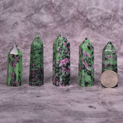 Large Green Ruby Zoisite Crystal Tower Healing Crystal Wand For Spiritual Use Hexagonal Point Reiki Chakra Gemstone Home Office Decor For Gift