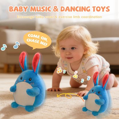 SAIMAND Baby Toys 6-12 Months, Crawling Bunny Baby Toy with 48 Songs & Record Repeat, Interactive Musical Plush Toy for Babies, Rechargeable Dancing Stuffed Animal, Sensory Toy for Toddlers 1-3