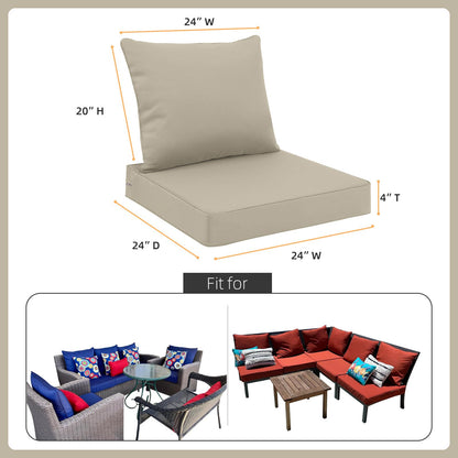 Favoyard Outdoor Seat Cushion Set 24 x 24 Inch Water-Resistant & Fade-Resistant Patio Furniture Cushions with Removable Cover Deep Seat & Back Cushion with Tie Straps for Chair Sofa