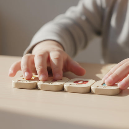 PlanToys Braille Alphabet A-Z Braille-Reading Alphabet Learning Toys - 26 Sustainably-Made Traceable Wooden Tiles with Upper and Lower Case Letters and Braille