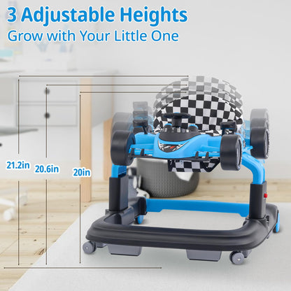 Baby Walker with Wheels | 3 Adjustable Heights, Reinforced Frame, 4 Modes (Push Walker & Jumper), Speed & Height Adjustments, Music, Lights, Anti-Rollover Design, for 6-18 Month Olds