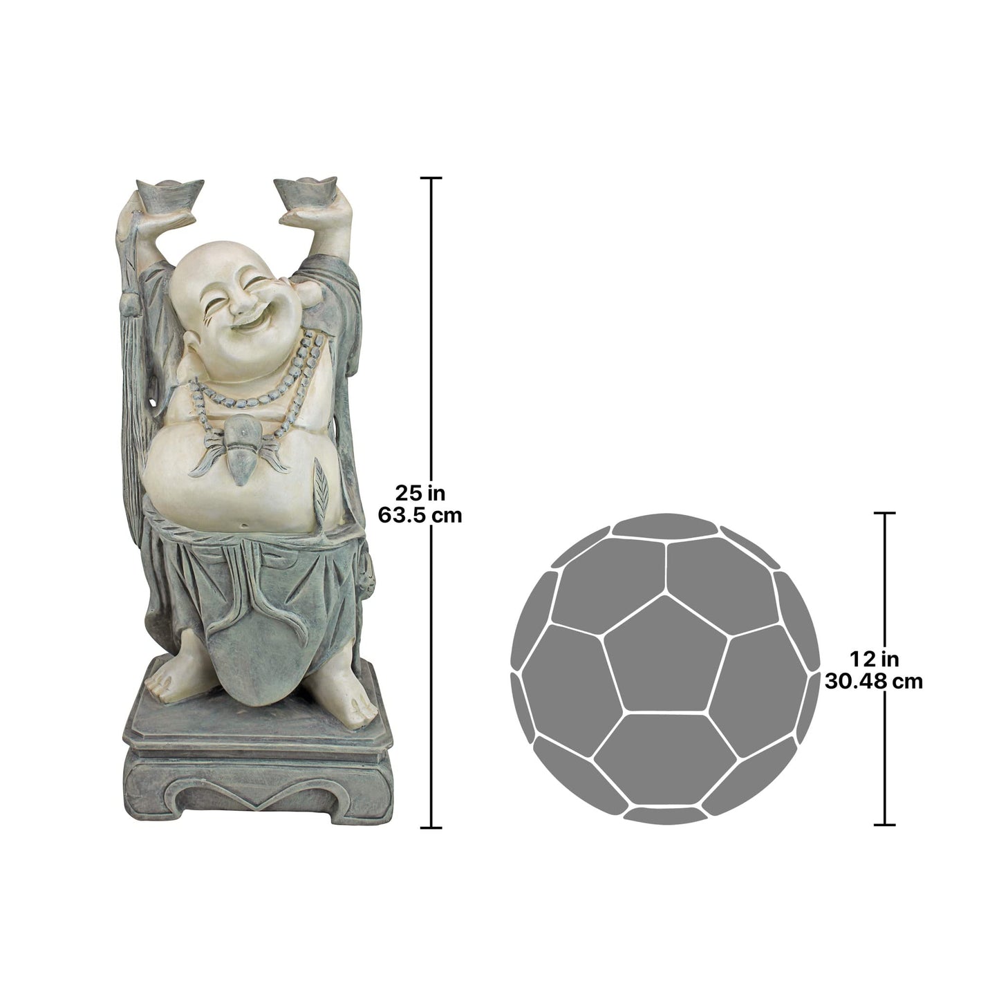 Design Toscano Jolly Hotei Laughing Man Asian Decor Indoor/Outdoor Garden Statue, 26 inches tall, Cast Stone Resin, Two Tone Stone Finish