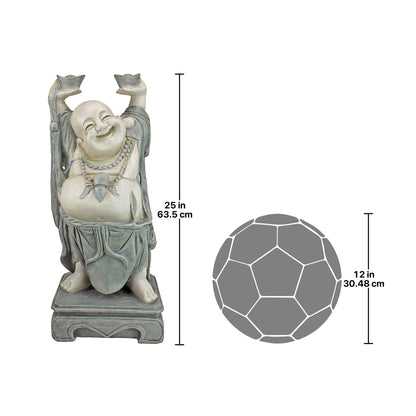 Design Toscano Jolly Hotei Laughing Man Asian Decor Indoor/Outdoor Garden Statue, 26 inches tall, Cast Stone Resin, Two Tone Stone Finish