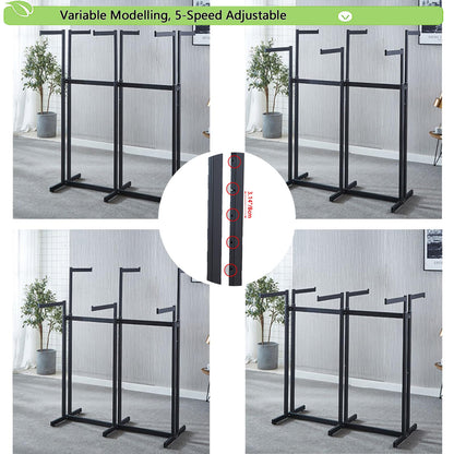 FKKPRVAX Floor Standing Metal Garment Rack - Heavy Retail Display Racks With Wheels, 8 Arms Clothing Rack, Square Tubing Portable Shirt Racks, Merchandise Display For Hanging Clothes (L-Black)