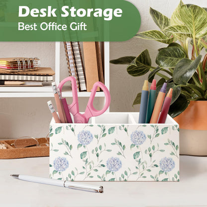 VIIJJUE Hydrangea Gifts Wooden Pen Pencil Holder, Hydrangea Gifts for Women, Blue Flowers Decor Wooden Makeup Brush Toothbrush Holder Organizer for Home Office Desk Table Shelf
