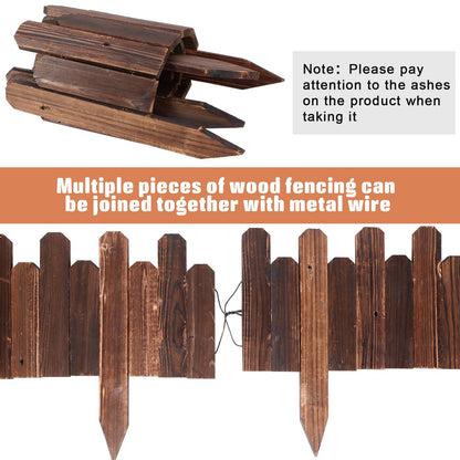 Soaoo 4 Pack Wood Garden Edging Border Outdoor Flexible Landscape Border Fence Decorative Lawn Edging with Gloves for Flower Bed Pathway Garden Yard (16 ft)