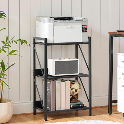 HOOBRO Bookshelf, 3-Tier Industrial Bookcase, Book Shelf Storage Organizer, Small Bookshelf with Metal Frame for Living Room, Bedroom, Home Office, Kitchen, Black BB71SJ01