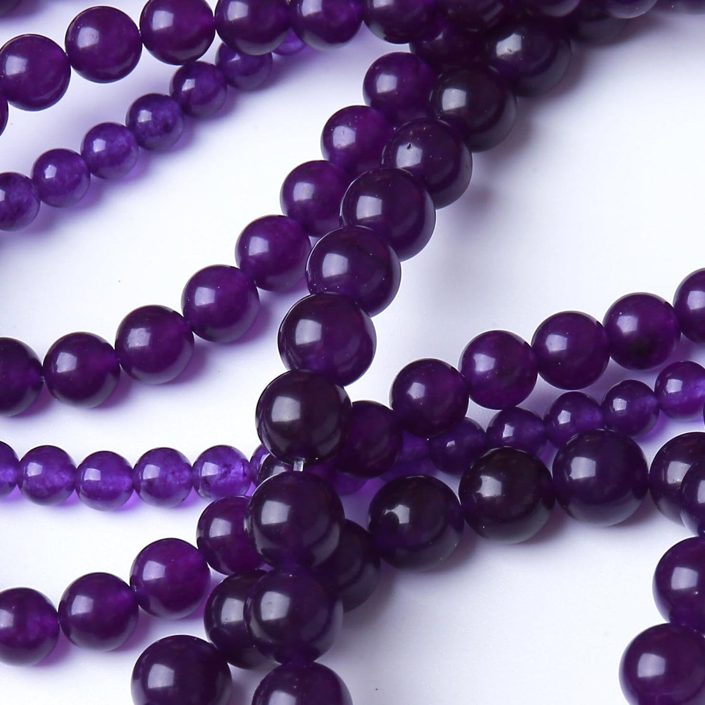 Deep Purple Chalcedony Stone Beads Gemstone Round Crystal Energy Jade Stone Beads for Jewelry Making DIY Bracelet Necklace 1 Strand 15.5inch 35PCS 10MM