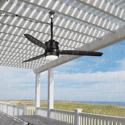 EKIZNSN 42“ Wet Rated Gazebo Ceiling Fans Outdoor Hanging for Patios Waterproof, Pergola Ceiling Fan with Light, Hook Installation, Black
