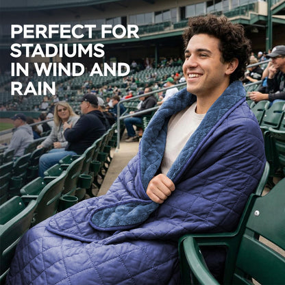 WAPROCOZ Waterproof Camping Blanket - Cozy Coral Fleece Lining, Triple Layers Warm Comfy Foldable for Camping Stadium, Beach, Picnic, Grass, Concerts, Car, Dog, 51''X 70'' Navy Blue