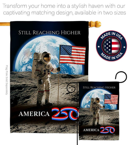 America 250 Flag Astronaut Milestone Moon Landing Garden Poster 2 Pcs Pack Official Licensed Merchandise Garve Yard Decor Canvas Print Textile Woven Tapestry USA 250th Anniversary Decoration Gift
