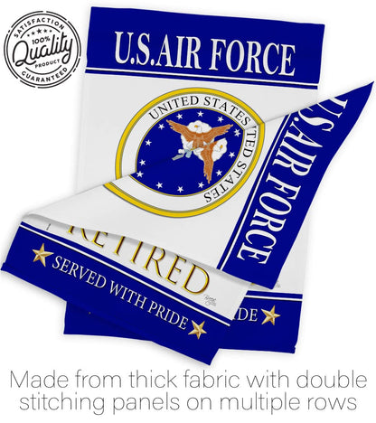 US Air Force Retired Garden Flag - Armed Forces USAF United State American Military Veteran Retire Official - House Decoration Banner Small Yard Gift Double-Sided Made in USA 13 X 18.5